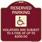 Signmission Reserved Parking Violators Are Subject to Fine of Up to $200 Aluminum Sign, 18" x 18", BU-1818-22993 A-DES-BU-1818-22993 - alternate 1